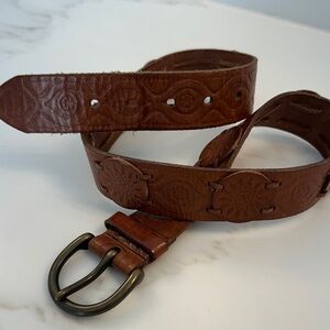 Brown Embossed Leather Belt